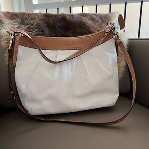 COACH White & Tan Leather Shoulder or Crossbody Bag